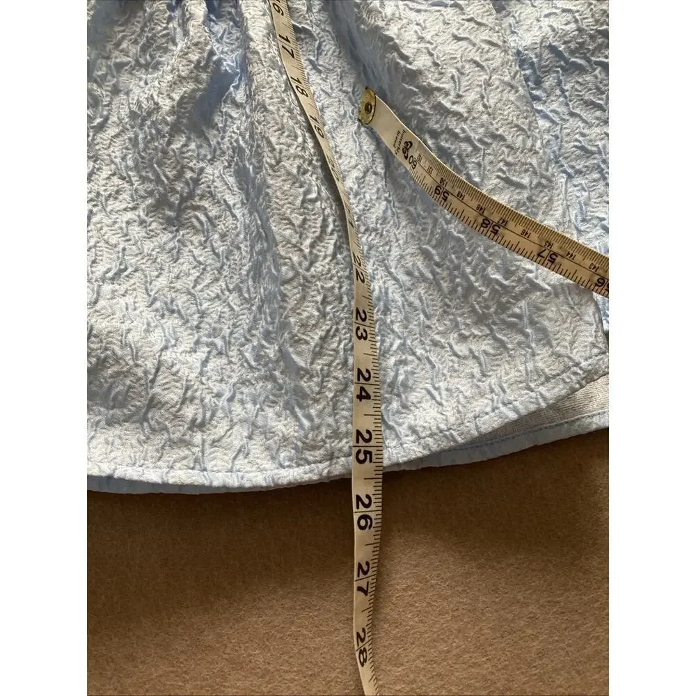 Tuckernuck Hyacinth House Julia Top Sz S Blue Puff Sleeve Jacquard Blouse Preppy